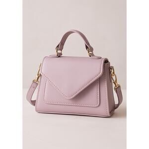 Mini Lavender Faux Leather Crossbody Purse Top Handle Bag Gold Hardware Satchel